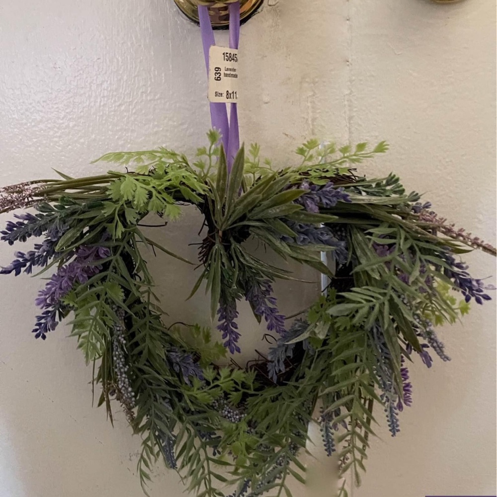 Lavender and Green Heart Wreath and wall art bundle